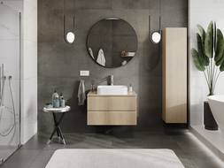 Mexen Rivel meuble de salle de bain sous lavabo 80 cm, 2 tiroirs, rainuré, chêne - 91A20-08047-2-BFF81