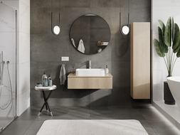 Mexen Rivel meuble de salle de bain sous-vasque 90 cm, 1 tiroir, rainuré, chêne - 91A20-09023-1-BF81
