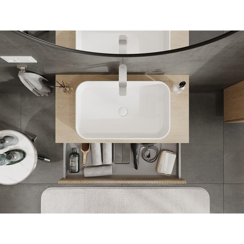 Mexen Rivel meuble de salle de bain sous-vasque 90 cm, 1 tiroir, rainuré, chêne - 91A20-09023-1-BF81