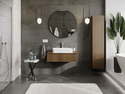 Mexen Rivel meuble de salle de bain sous-lavabo 90 cm, 1 tiroir, rainuré, noyer - 91A20-09023-1-BF86