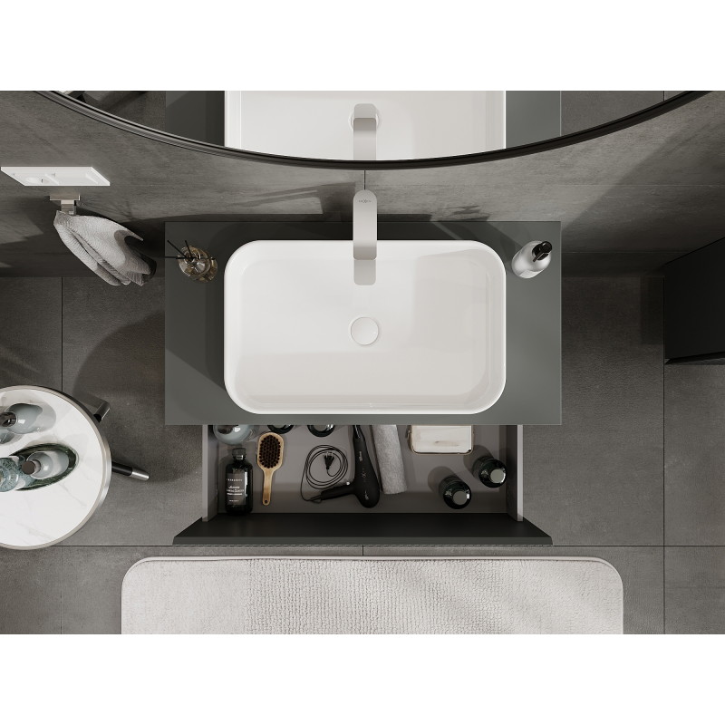 Mexen Rivel meuble de salle de bains sous-lavabo 90 cm, 1 tiroir, rainuré, gris mat - 91A20-09047-1-BF66