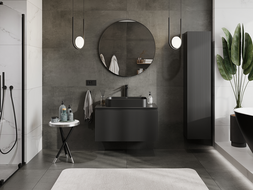 Mexen Rivel meuble de salle de bains sous lavabo 90 cm, 1 tiroir, cannelé, noir mat - 91A20-09047-1-BF71