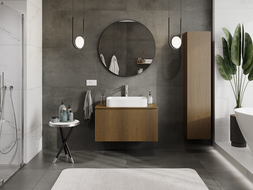 Mexen Rivel meuble lavabo 90 cm, 1 tiroir, rainuré, noyer - 91A20-09047-1-BF86