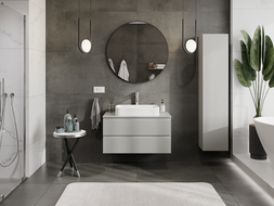 Mexen Rivel meuble de salle de bain sous-lavabo 90 cm, 2 tiroirs, rainuré, gris mat - 91A20-09047-2-BFF62
