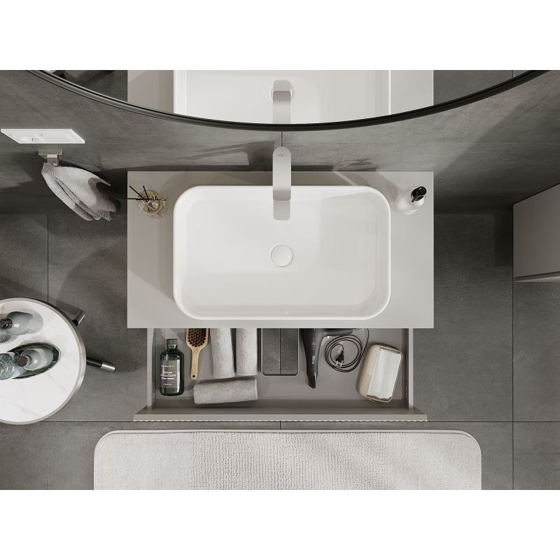 Mexen Rivel meuble de salle de bain sous-lavabo 90 cm, 2 tiroirs, rainuré, gris mat - 91A20-09047-2-BFF62
