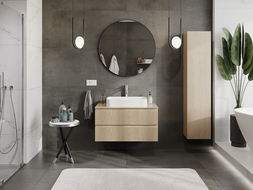 Mexen Rivel armoire de salle de bains sous-vasque 90 cm, 2 tiroirs, rainurée, chêne - 91A20-09047-2-BFF81