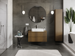 Mexen Rivel meuble de salle de bain sous vasque 90 cm, 2 tiroirs, rainuré, noyer - 91A20-09047-2-BFF86