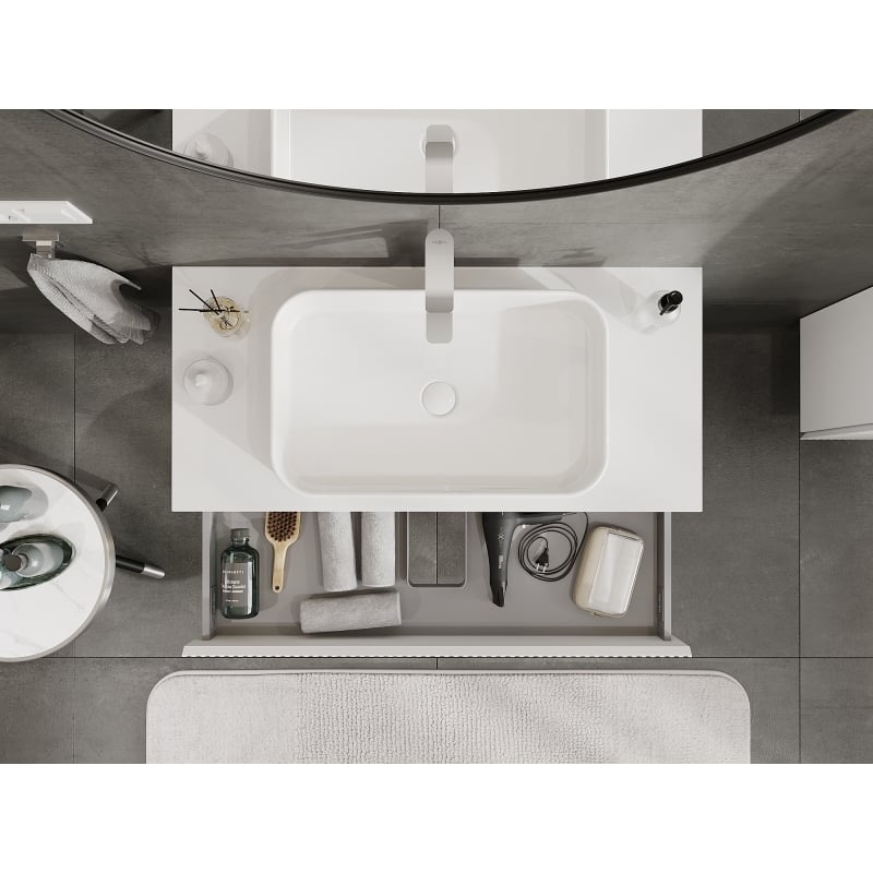 Mexen Rivel armoire de salle de bain sous-lavabo 100 cm, 1 tiroir, rainuré, blanc mat - 91A20-10023-1-BF01