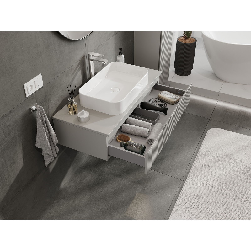 Mexen Rivel armoire de salle de bain sous lavabo 100 cm, 1 tiroir, rainurée, gris mat - 91A20-10023-1-BF62