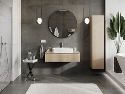 Mexen Rivel armoire de salle de bain sous lavabo 100 cm, 1 tiroir, rainuré, chêne - 91A20-10023-1-BF81