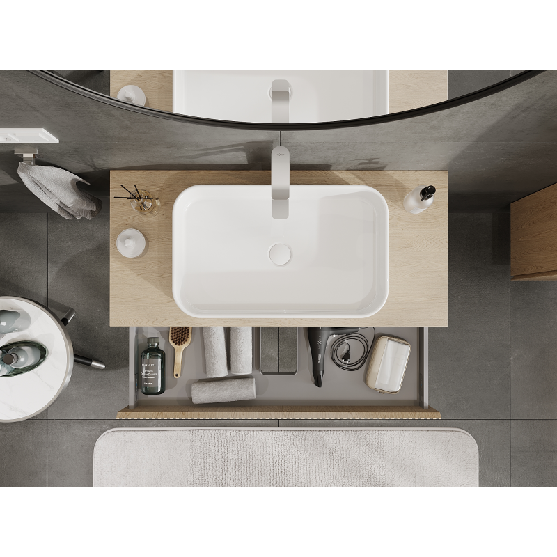 Mexen Rivel armoire de salle de bain sous lavabo 100 cm, 1 tiroir, rainuré, chêne - 91A20-10023-1-BF81