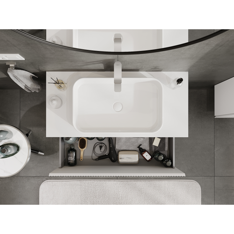 Mexen Rivel meuble de salle de bain sous lavabo 100 cm, 1 tiroir, rainuré, blanc mat - 91A20-10047-1-BF01