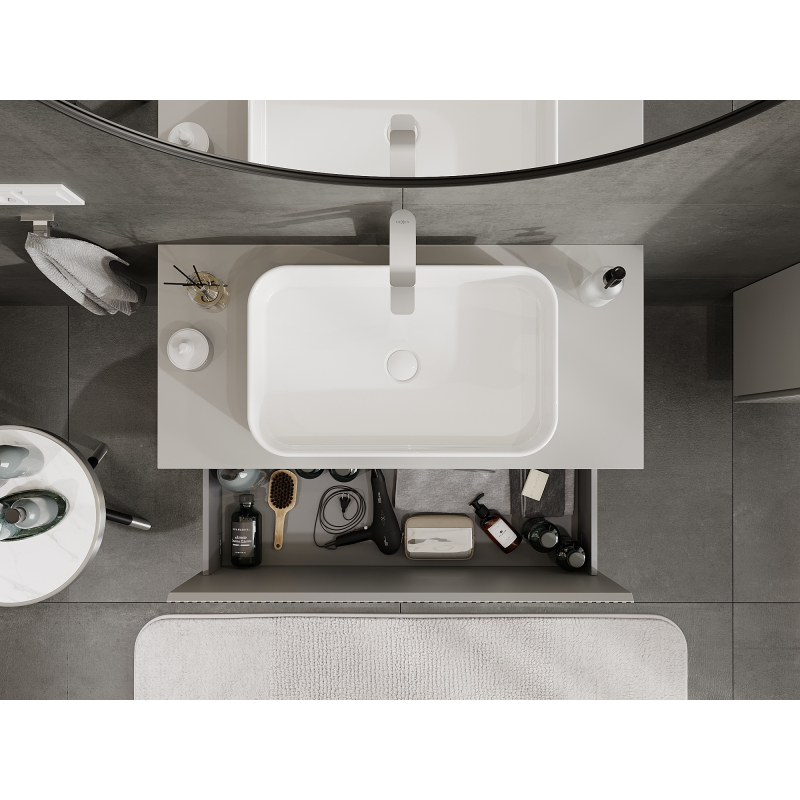 Mexen Rivel meuble de salle de bain sous-lavabo 100 cm, 1 tiroir, rainuré, gris mat - 91A20-10047-1-BF62