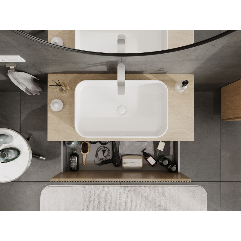 Mexen Rivel meuble de salle de bains sous lavabo 100 cm, 1 tiroir, rainuré, chêne - 91A20-10047-1-BF81