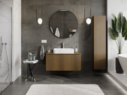 Mexen Rivel meuble de salle de bain sous lavabo 100 cm, 1 tiroir, rainuré, noyer - 91A20-10047-1-BF86