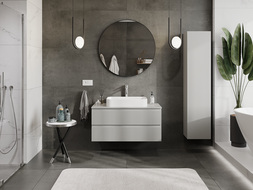 Mexen Rivel armoire de salle de bain sous lavabo 100 cm, 2 tiroirs, rainurée, gris mat - 91A20-10047-2-BFF62