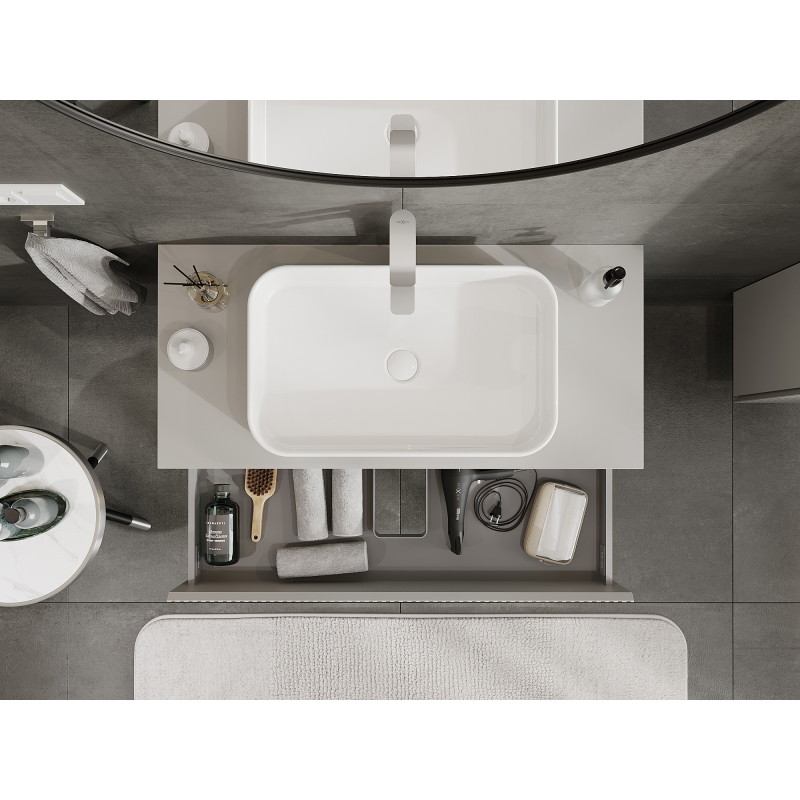 Mexen Rivel armoire de salle de bain sous lavabo 100 cm, 2 tiroirs, rainurée, gris mat - 91A20-10047-2-BFF62