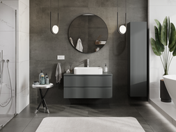 Mexen Rivel armoire de salle de bain sous lavabo 100 cm, 2 tiroirs, rainurée, graphite mat - 91A20-10047-2-BFF66