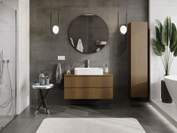 Mexen Rivel meuble de salle de bain sous lavabo 100 cm, 2 tiroirs, rainuré, noyer - 91A20-10047-2-BFF86