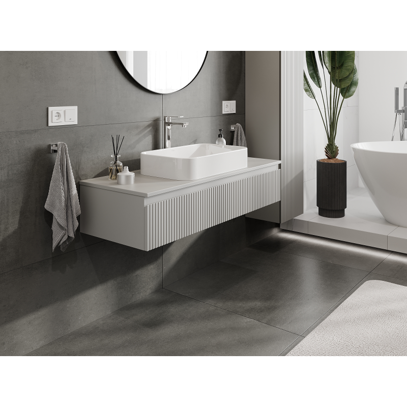 Mexen Rivel meuble de salle de bain sous vasque 120 cm, 1 tiroir, rainuré, gris mat - 91A20-12023-1-BF62