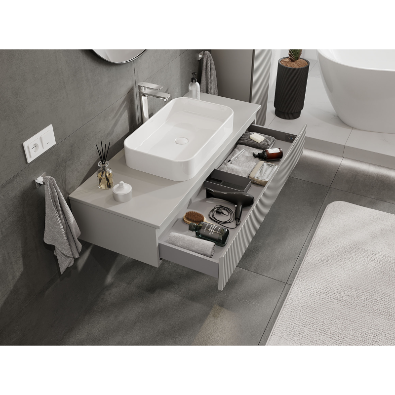 Mexen Rivel meuble de salle de bain sous vasque 120 cm, 1 tiroir, rainuré, gris mat - 91A20-12023-1-BF62