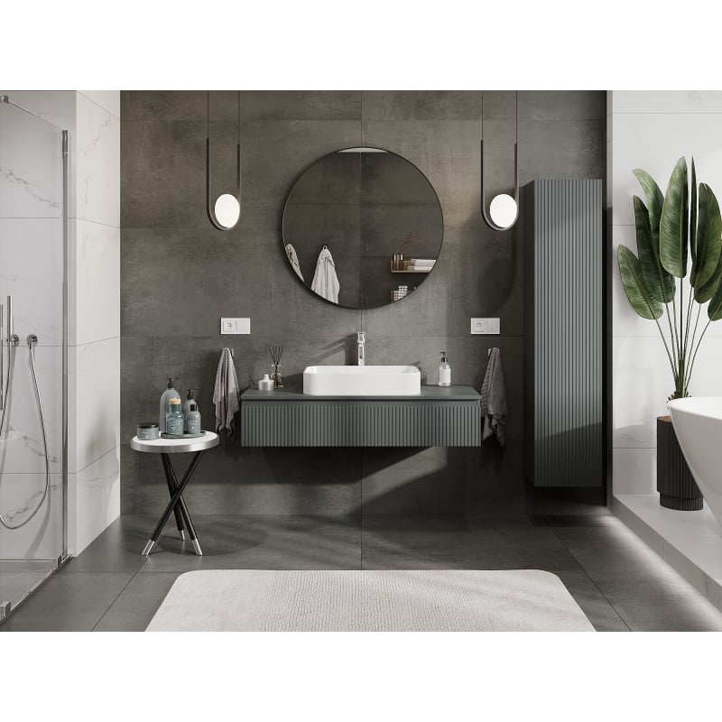 Mexen Rivel meuble de salle de bains sous vasque 120 cm, 1 tiroir, rainuré, gris mat - 91A20-12023-1-BF66