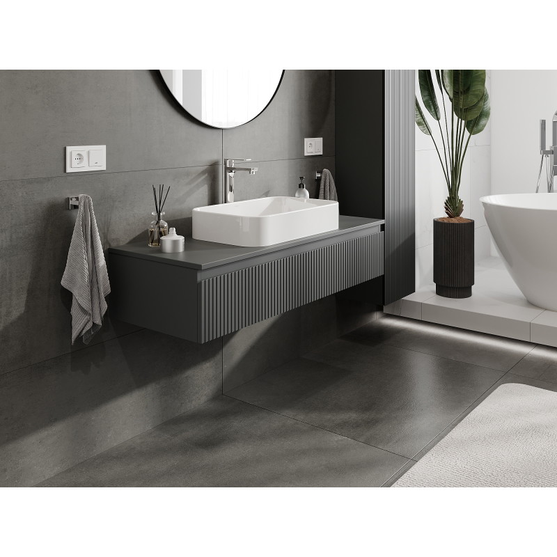 Mexen Rivel meuble de salle de bains sous vasque 120 cm, 1 tiroir, rainuré, gris mat - 91A20-12023-1-BF66