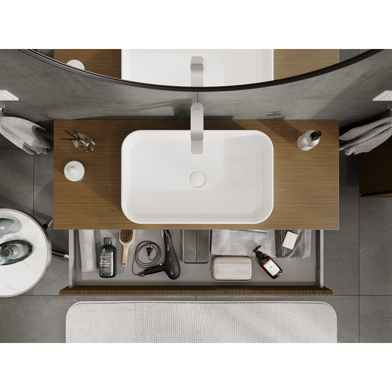 Mexen Rivel armoire de salle de bain sous lavabo 120 cm, 1 tiroir, cannelé, noyer - 91A20-12023-1-BF86