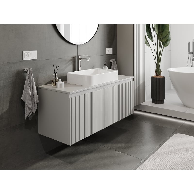 Mexen Rivel meuble de salle de bains sous lavabo 120 cm, 1 tiroir, rainuré, gris mat - 91A20-12047-1-BF62