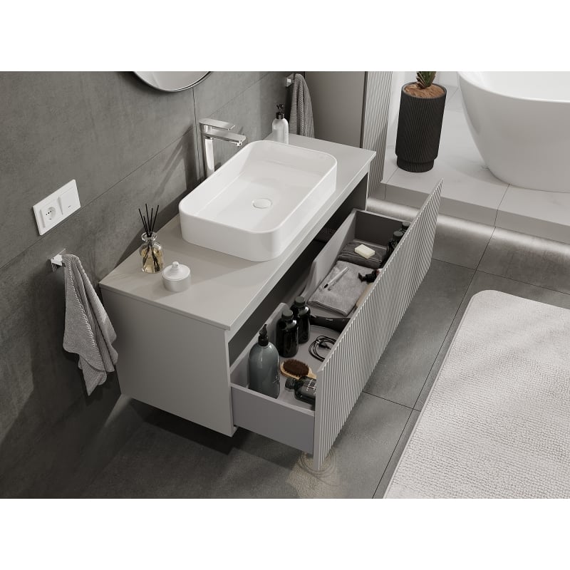 Mexen Rivel meuble de salle de bains sous lavabo 120 cm, 1 tiroir, rainuré, gris mat - 91A20-12047-1-BF62