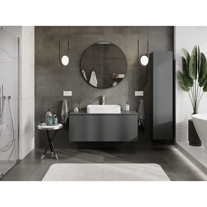 Mexen Rivel meuble de salle de bain sous lavabo 120 cm, 1 tiroir, rainuré, graphite mat - 91A20-12047-1-BF66