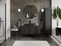 Mexen Rivel meuble sous-vasque de salle de bain 120 cm, 1 tiroir, rainuré, noir mat - 91A20-12047-1-BF71