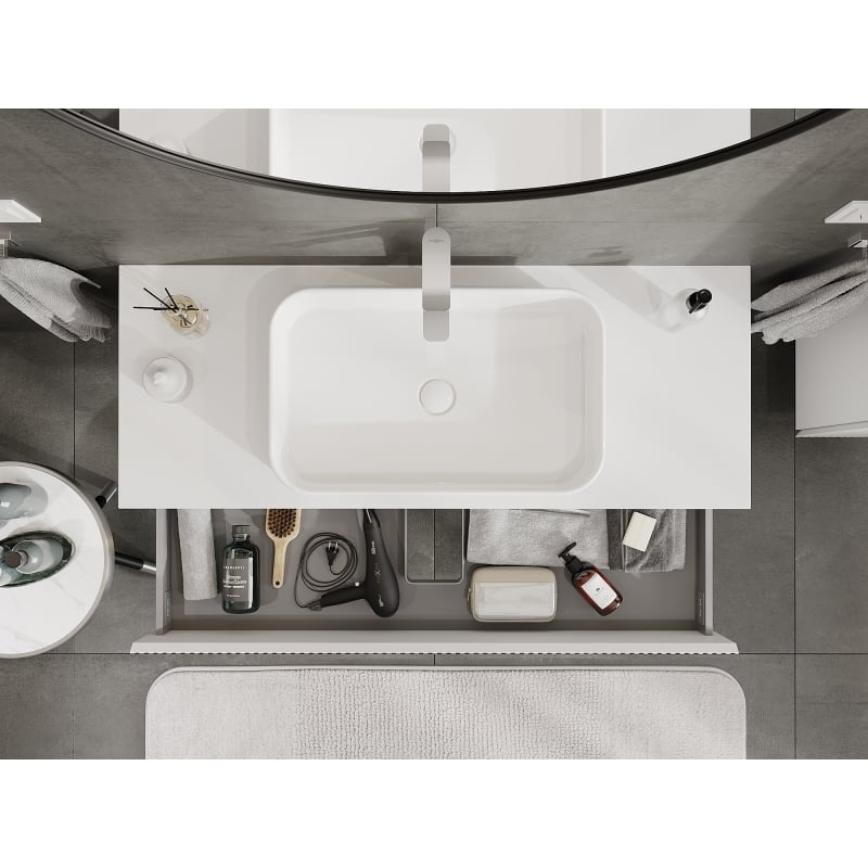 Mexen Rivel meuble de salle de bain sous-vasque 120 cm, 2 tiroirs, rainuré, blanc mat - 91A20-12047-2-BFF01