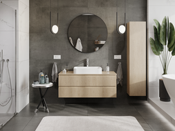 Mexen Rivel meuble de salle de bain sous lavabo 120 cm, 2 tiroirs, rainuré, chêne - 91A20-12047-2-BFF81