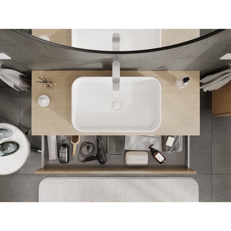 Mexen Rivel meuble de salle de bain sous lavabo 120 cm, 2 tiroirs, rainuré, chêne - 91A20-12047-2-BFF81