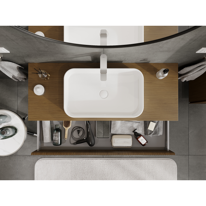 Mexen Rivel meuble de salle de bain sous-lavabo 120 cm, 2 tiroirs, rainuré, noyer - 91A20-12047-2-BFF86