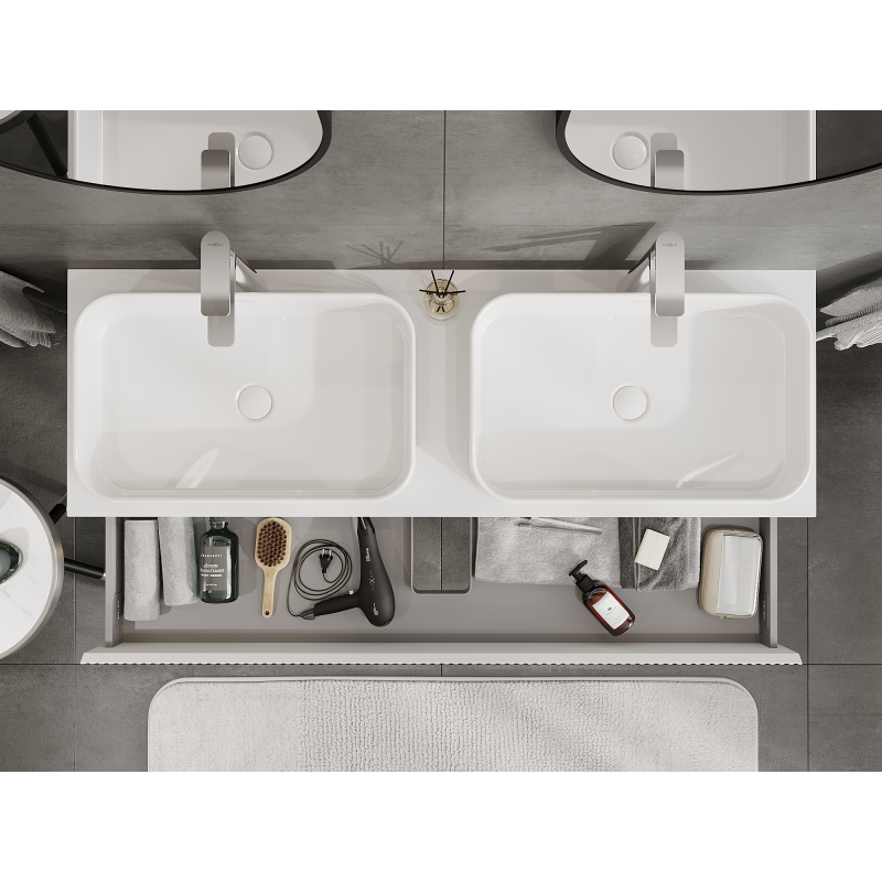 Mexen Rivel meuble de salle de bain sous lavabo 140 cm, 1 tiroir, rainuré, blanc mat - 91A20-14023-1-BF01