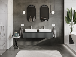Mexen Rivel armoire de salle de bain sous lavabo 140 cm, 1 tiroir, rainurée, graphite mat - 91A20-14023-1-BF66
