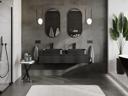 Mexen Rivel meuble de salle de bains sous-vasque 140 cm, 1 tiroir, rainuré, noir mat - 91A20-14023-1-BF71