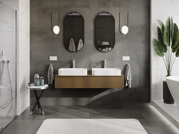 Mexen Rivel meuble de salle de bain sous-lavabo 140 cm, 1 tiroir, rainuré, noyer - 91A20-14023-1-BF86