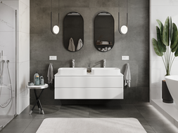 Mexen Rivel meuble de salle de bain sous lavabo 140 cm, 2 tiroirs, rainuré, blanc mat - 91A20-14047-2-BFF01