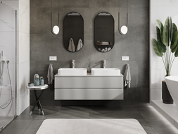 Mexen Rivel meuble de salle de bains sous vasque 140 cm, 2 tiroirs, rainuré, gris mat - 91A20-14047-2-BFF62
