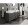 Mexen Rivel meuble de salle de bains sous lavabo 140 cm, 2 tiroirs, rainuré, graphite mat - 91A20-14047-2-BFF66