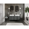 Mexen Rivel meuble de salle de bains sous lavabo 140 cm, 2 tiroirs, rainuré, graphite mat - 91A20-14047-2-BFF66