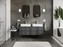 Mexen Rivel meuble de salle de bains sous lavabo 140 cm, 2 tiroirs, rainuré, graphite mat - 91A20-14047-2-BFF66