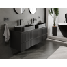 Mexen Rivel meuble de salle de bain sous lavabo 140 cm, 2 tiroirs, rainuré, noir mat - 91A20-14047-2-BFF71
