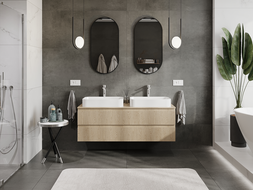 Mexen Rivel armoire de salle de bain sous-lavabo 140 cm, 2 tiroirs, rainurée, chêne - 91A20-14047-2-BFF81