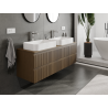 Mexen Rivel meuble de salle de bains sous lavabo 140 cm, 2 tiroirs, rainuré, noyer - 91A20-14047-2-BFF86