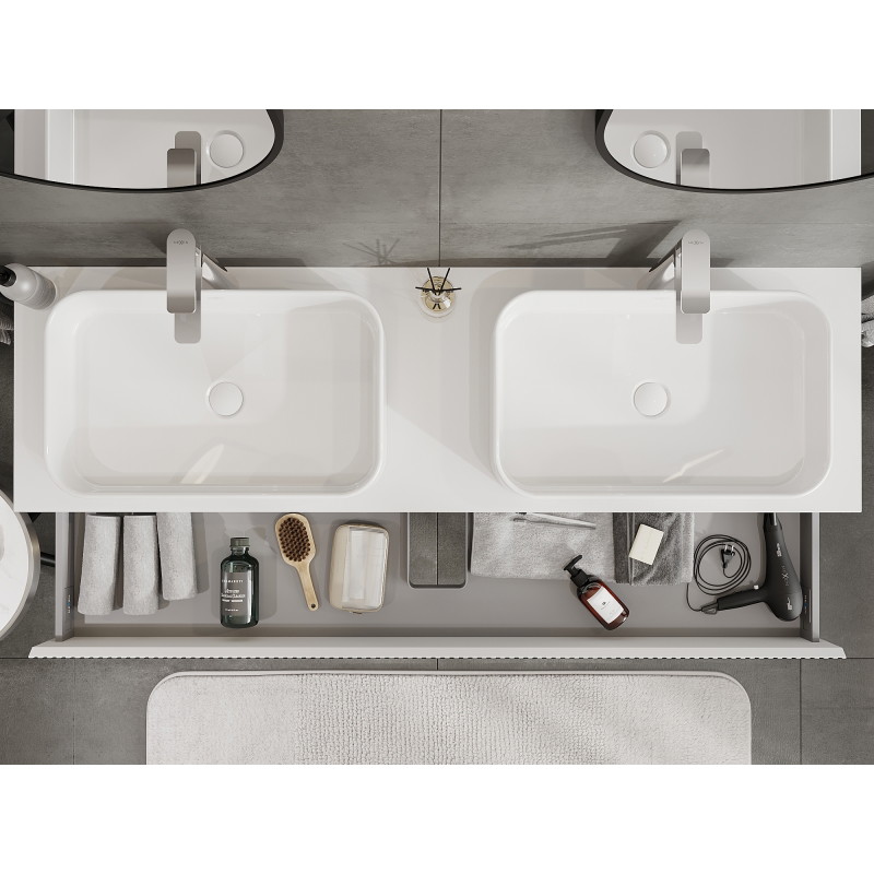 Mexen Rivel meuble de salle de bain sous lavabo 160 cm, 1 tiroir, rainuré, blanc mat - 91A20-16023-1-BF01