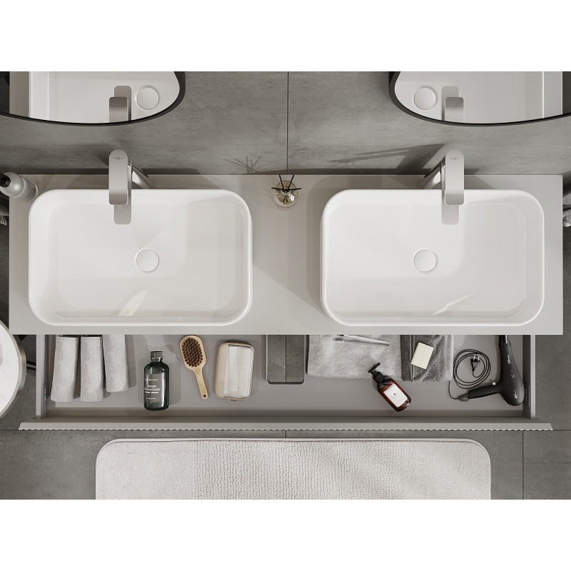 Mexen Rivel meuble de salle de bain sous-vasque 160 cm, 1 tiroir, rainuré, gris mat - 91A20-16023-1-BF62